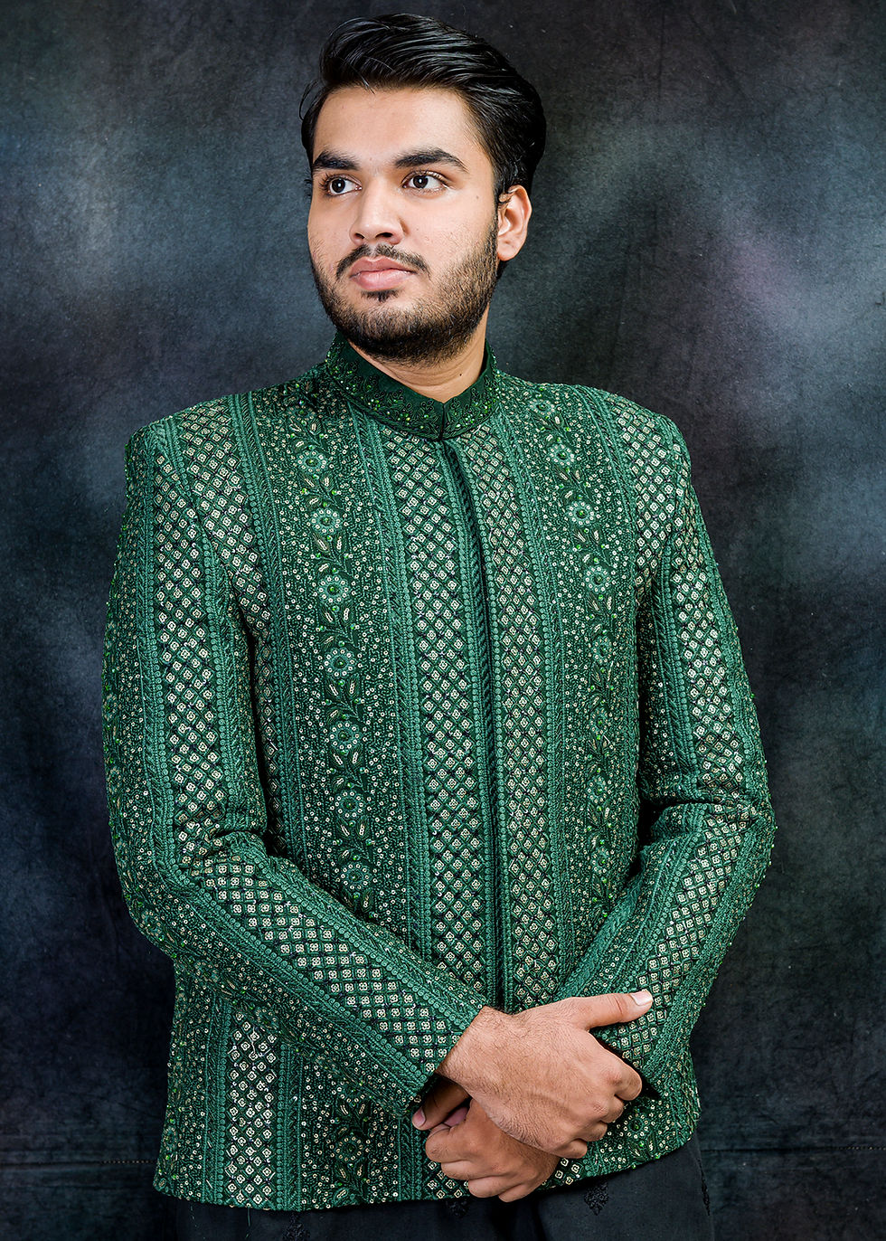 Mens Prince Coat Design for Groom in Green