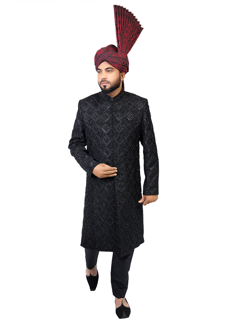 Mens Wedding Sherwani Style in Black