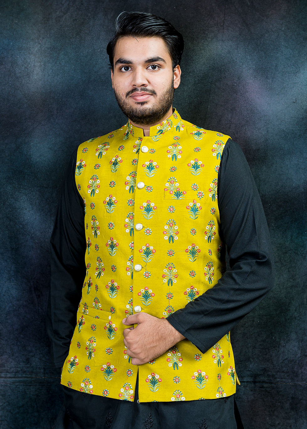 Mens Waist Coat Design in Yellow