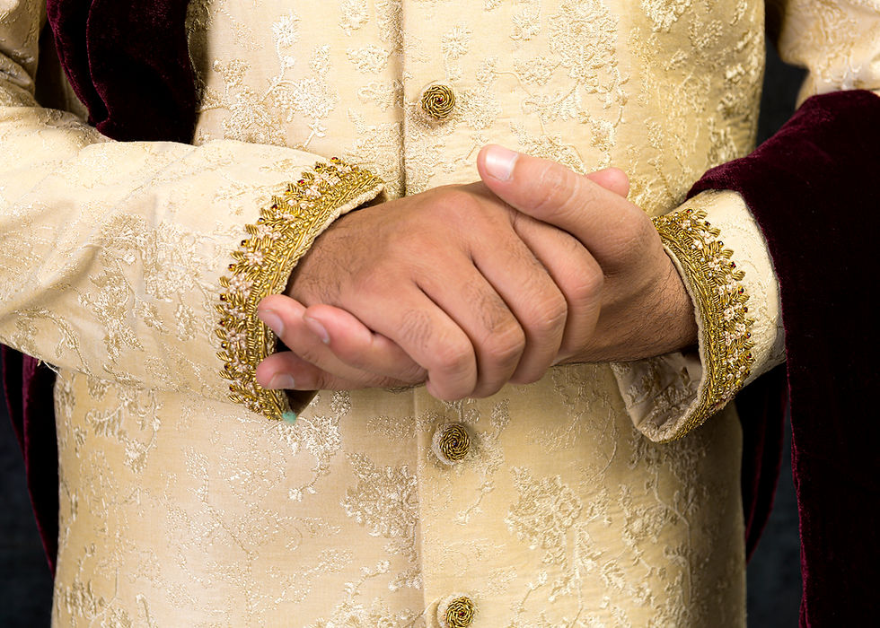 Mens Wedding Embroidered Sherwani Suit in Light Golden