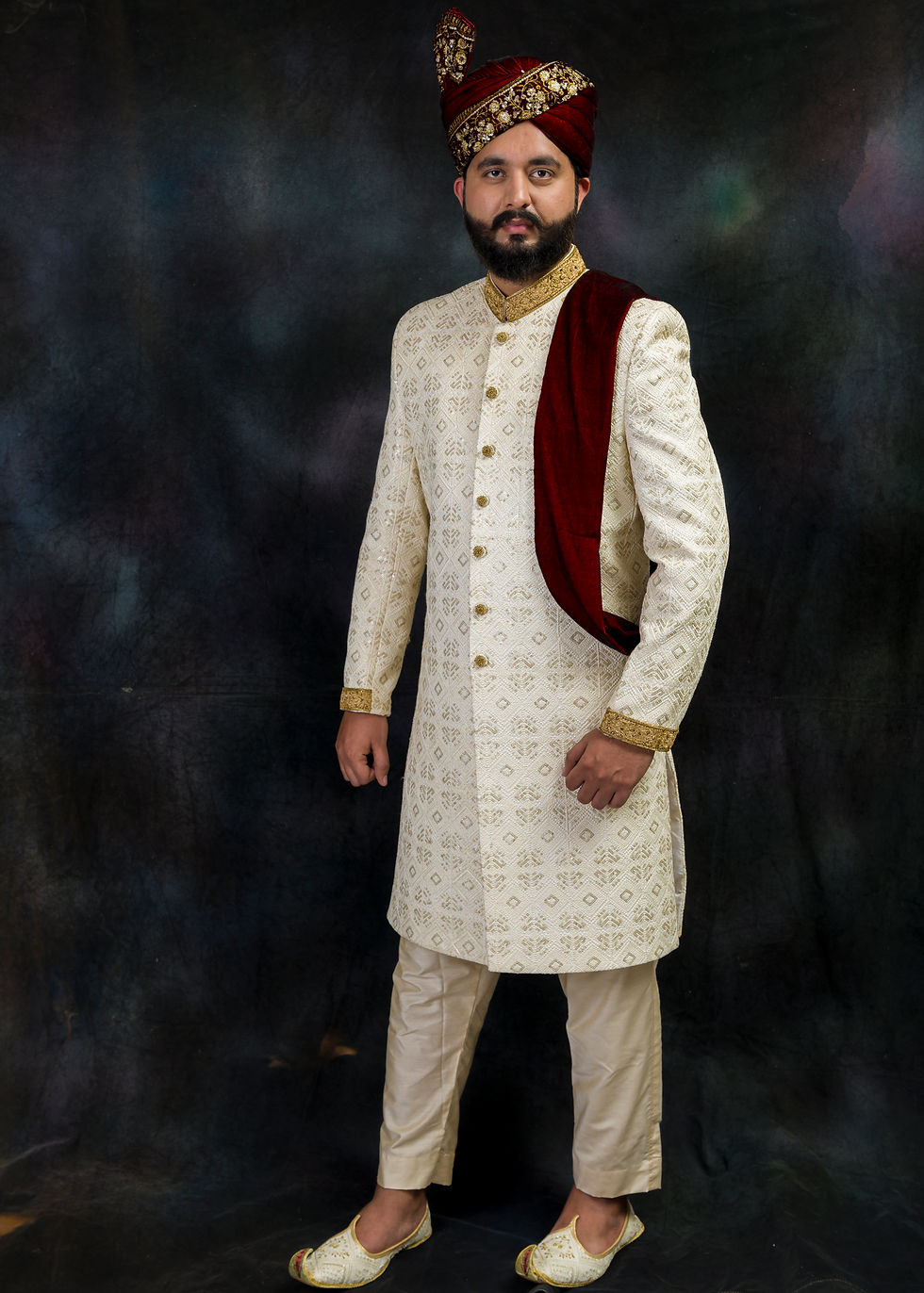 Mens Wedding Sherwani Suit in White