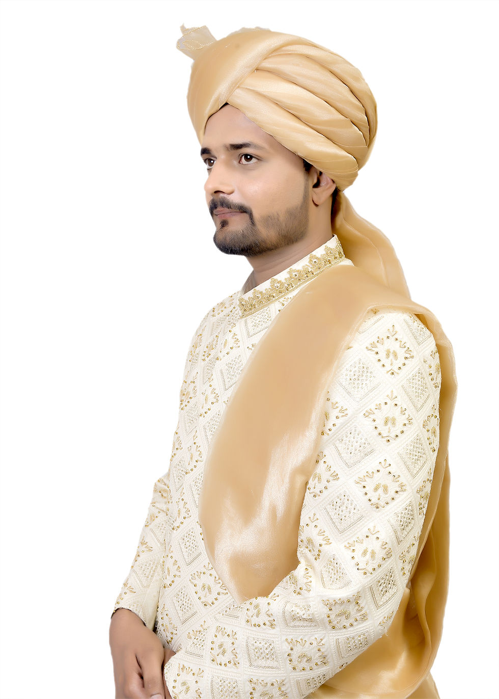 Mens Wedding Sherwani Design in White