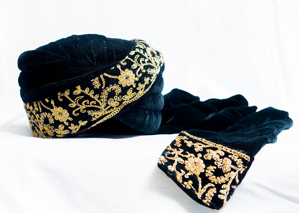 Mens Wedding Turban Design for Groom in Black with Golden Work
