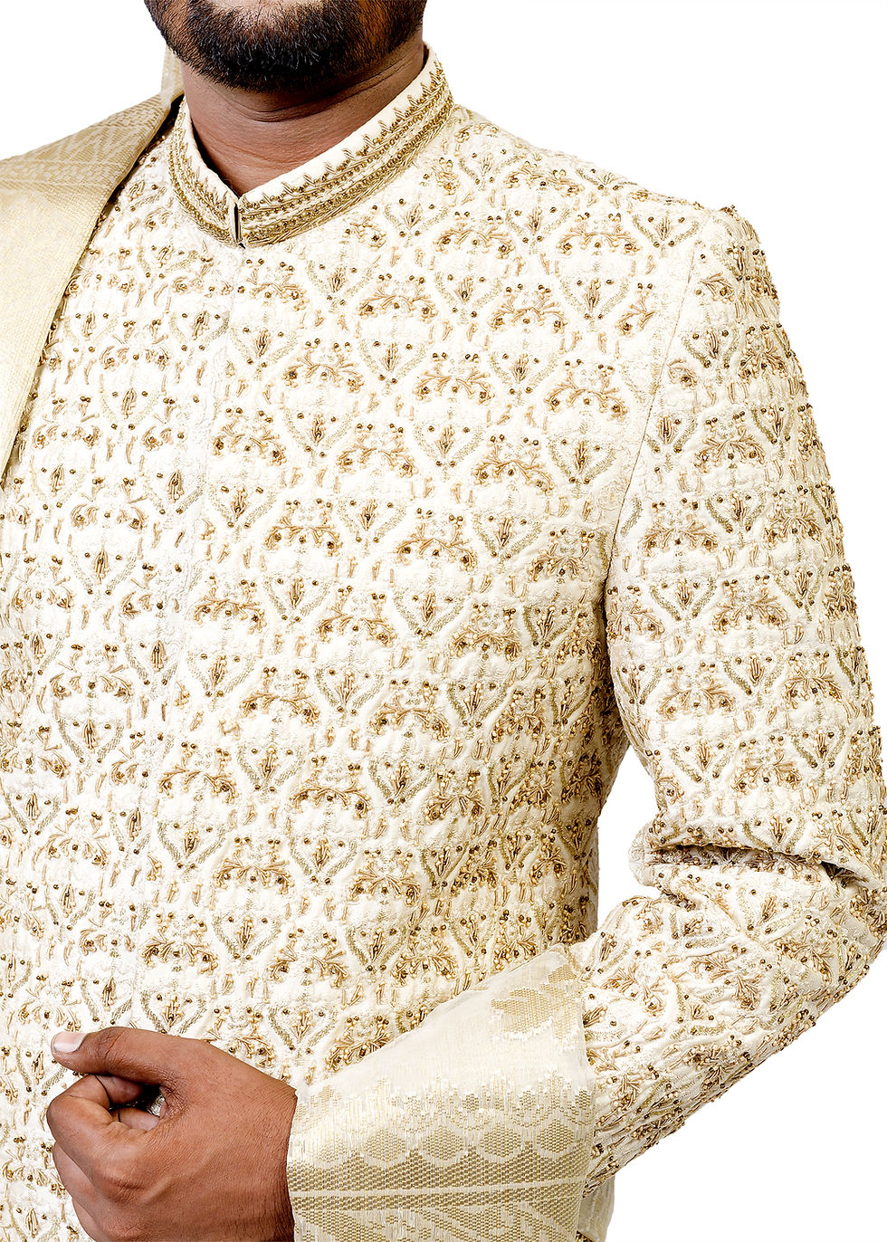 Mens Wedding Sherwani design for Groom in White