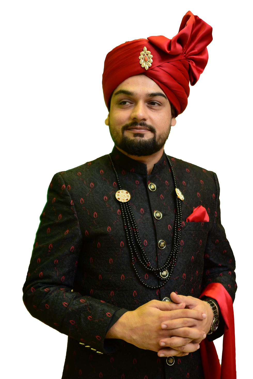 Mens Black Wedding Sherwani with Red Work for Groom Online in USA